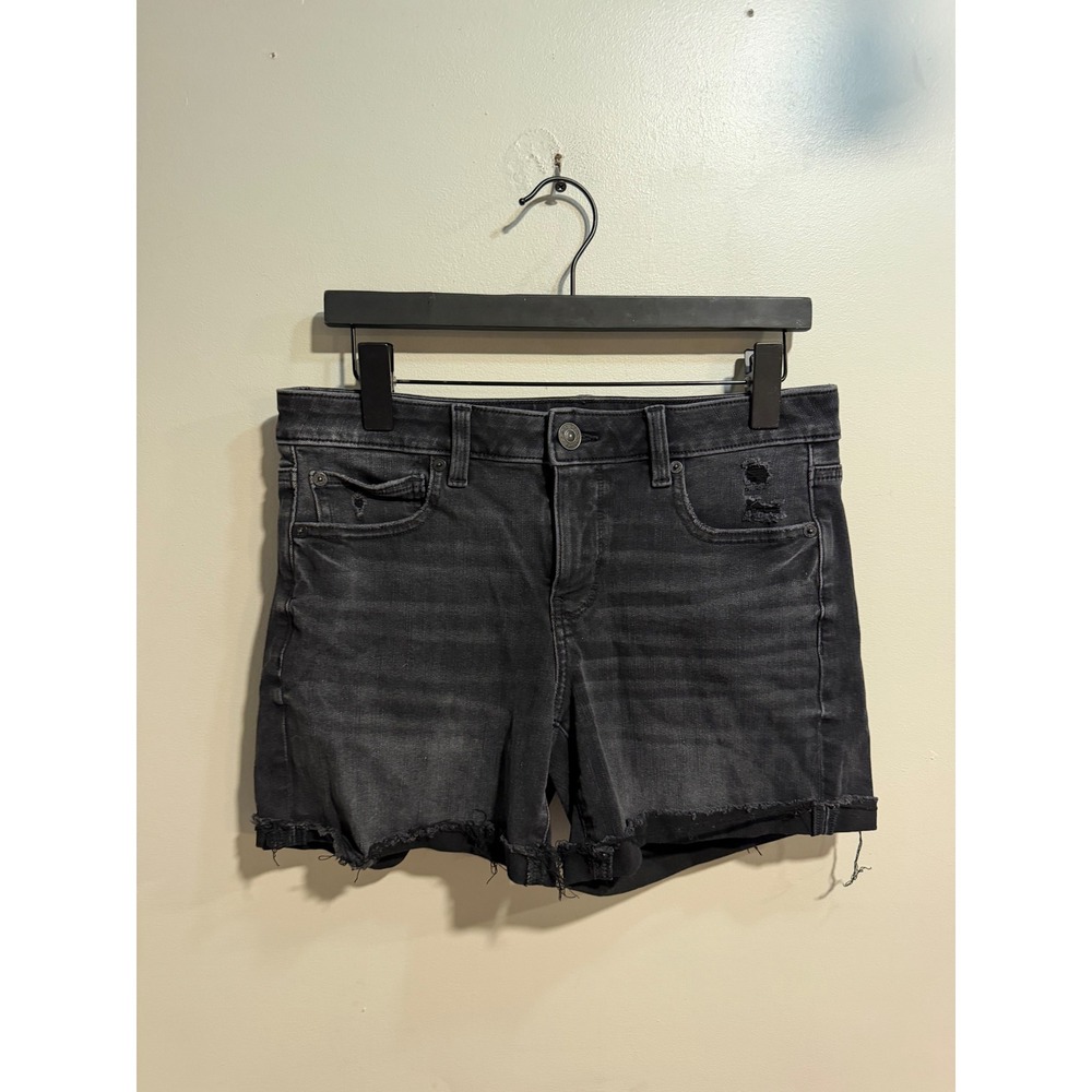 American Eagle The Dream Jean Black Distressed Cutoff Denim Shorts Womens 10